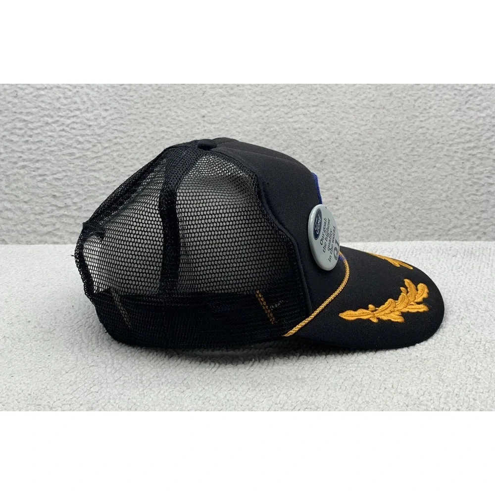 VTG‎ Otto Ford Trucker Hat Mens Snapback Gold Leaf Rope Ram Patch Buttons Pins